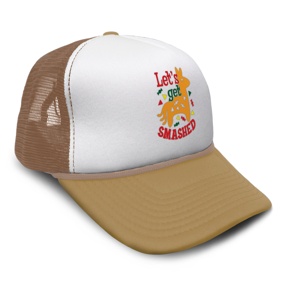 Trucker Hat Let's Get Smashed Snapback Baseball Cap for Men & Women Polyester - Picture 12 of 25