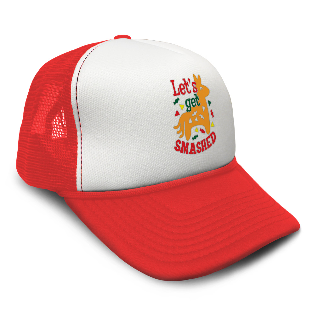 Trucker Hat Let's Get Smashed Snapback Baseball Cap for Men & Women Polyester - Picture 20 of 25