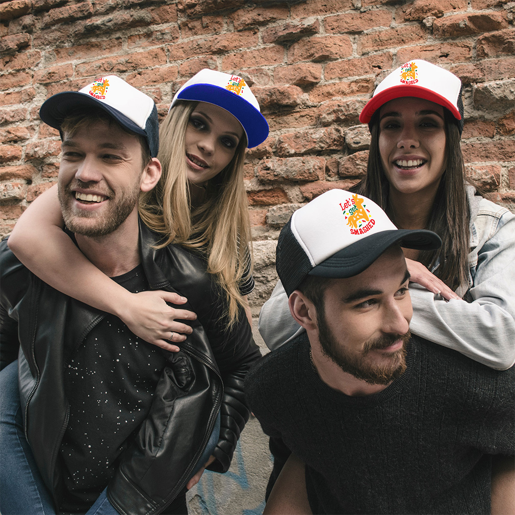 Trucker Hat Let's Get Smashed Snapback Baseball Cap for Men & Women Polyester - Picture 4 of 25